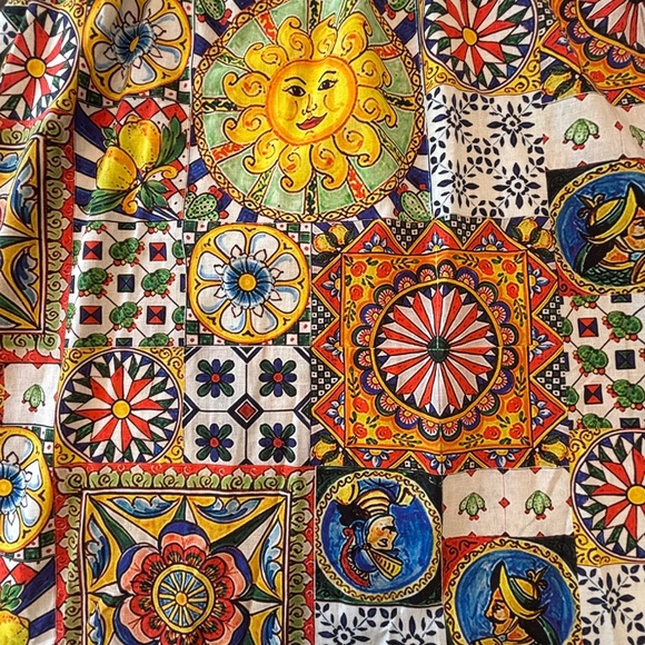 NWT Spighe Di Lino Italy linen blend multi colour patterned dress size small - Picture 7 of 16